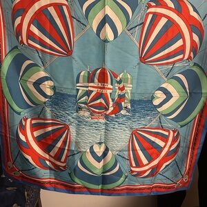 Vintage Hermes Colorful Nautical Scarf with Parasail Design